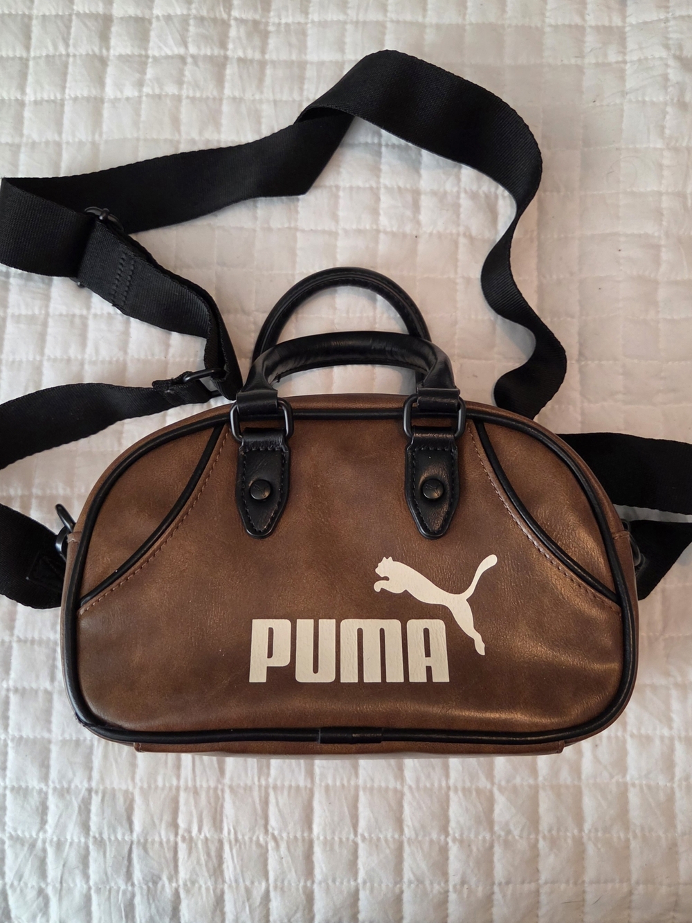 Puma Brown Mini Bowling Crossbody Bag with Strap